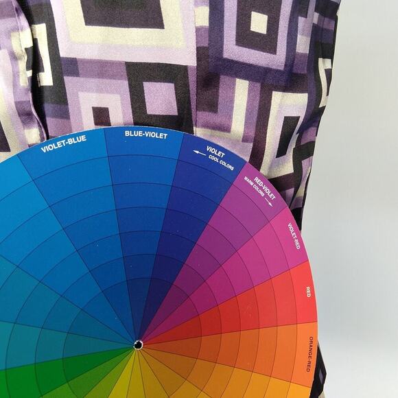 Vintage 90s Sleeveless Top Size S Purple Satin Geo Print Square Neck 1990s - Picture 5 of 6